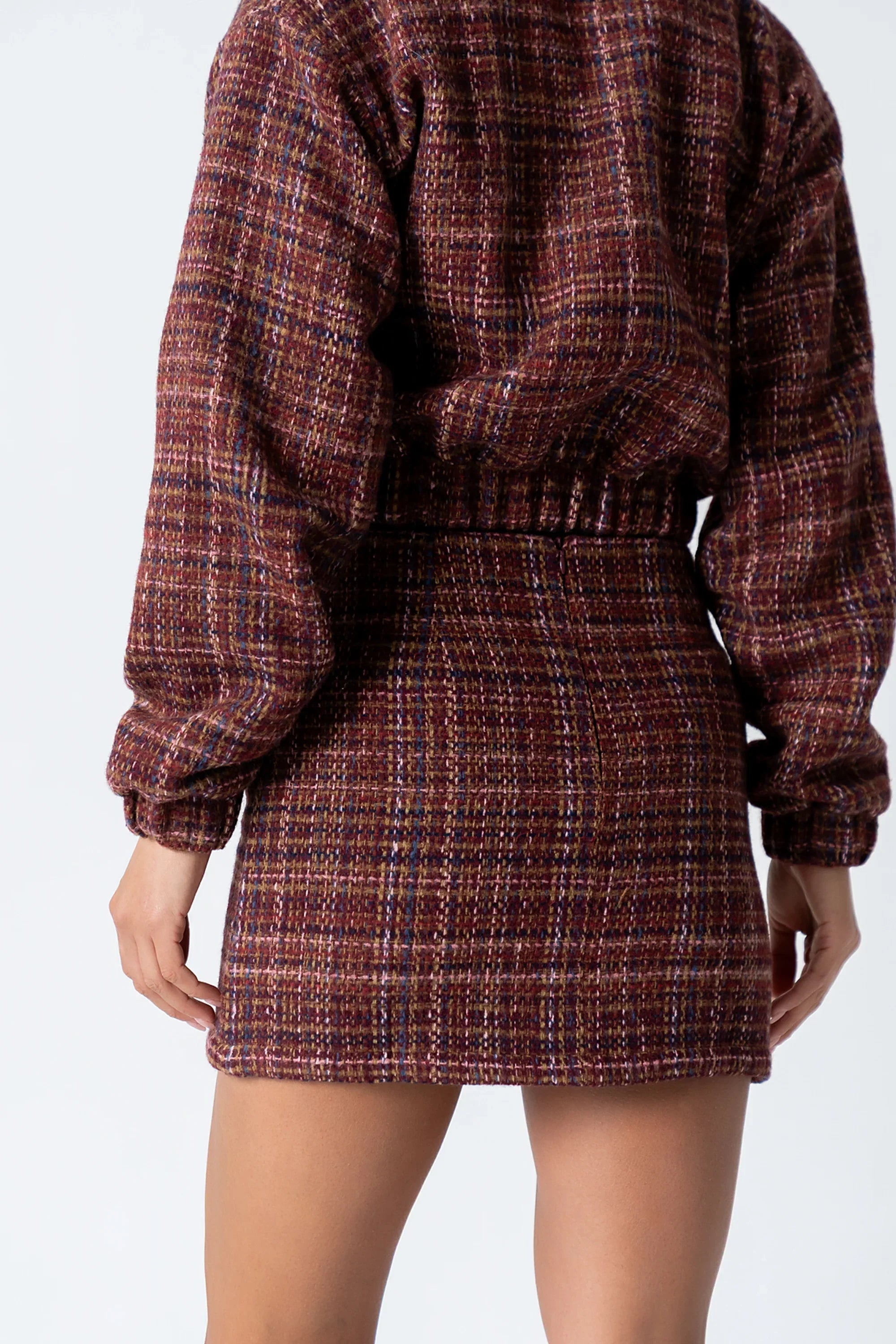 Finley Tweed Mini Skirt in Red
