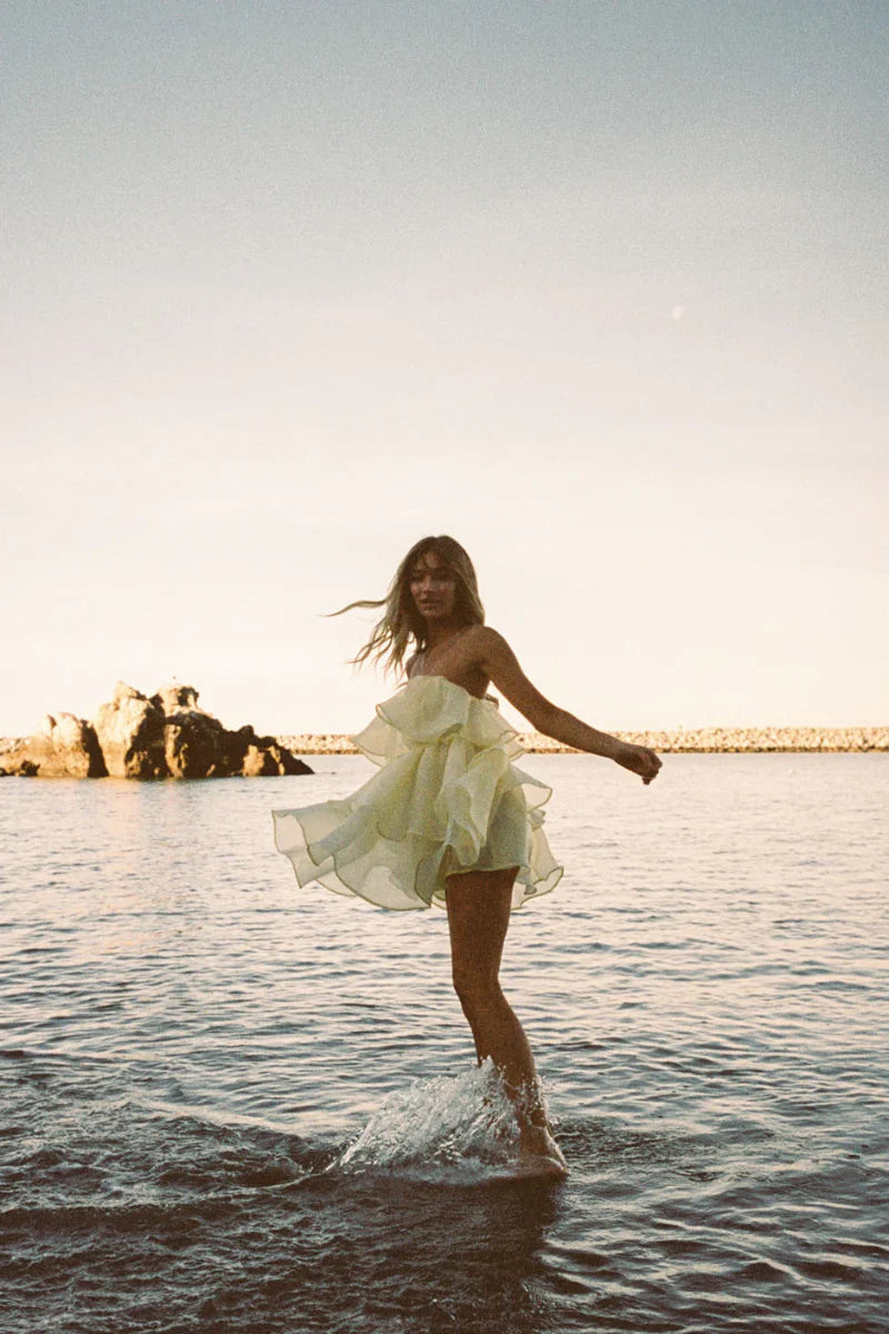 Alesia Tiered Organza Babydoll Mini Dress