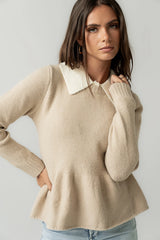 Libby Peplum Sweater in Taupe