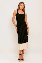LAUREL BLACK CREAM SWEATER MIDI DRESS