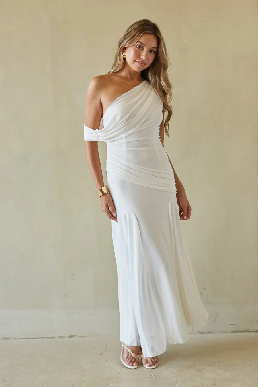 Ellasandra Mesh Draped Maxi Dress