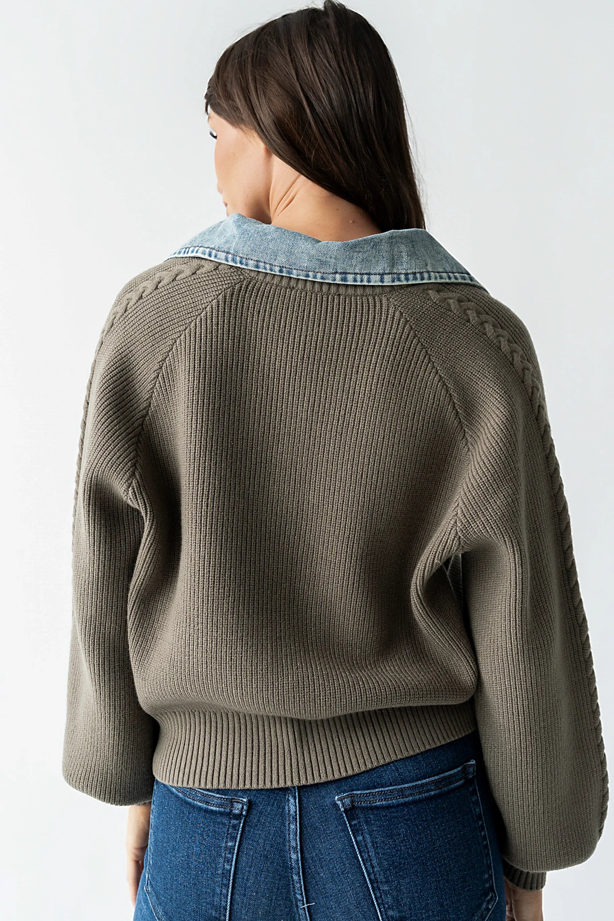 Melissa Contrast Sweater in Olive