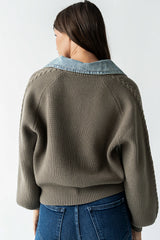 Melissa Contrast Sweater in Olive