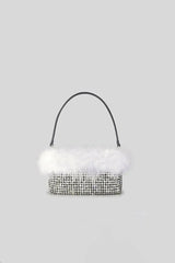 Womens Feather Rhinestones Evening Bagutte Bags