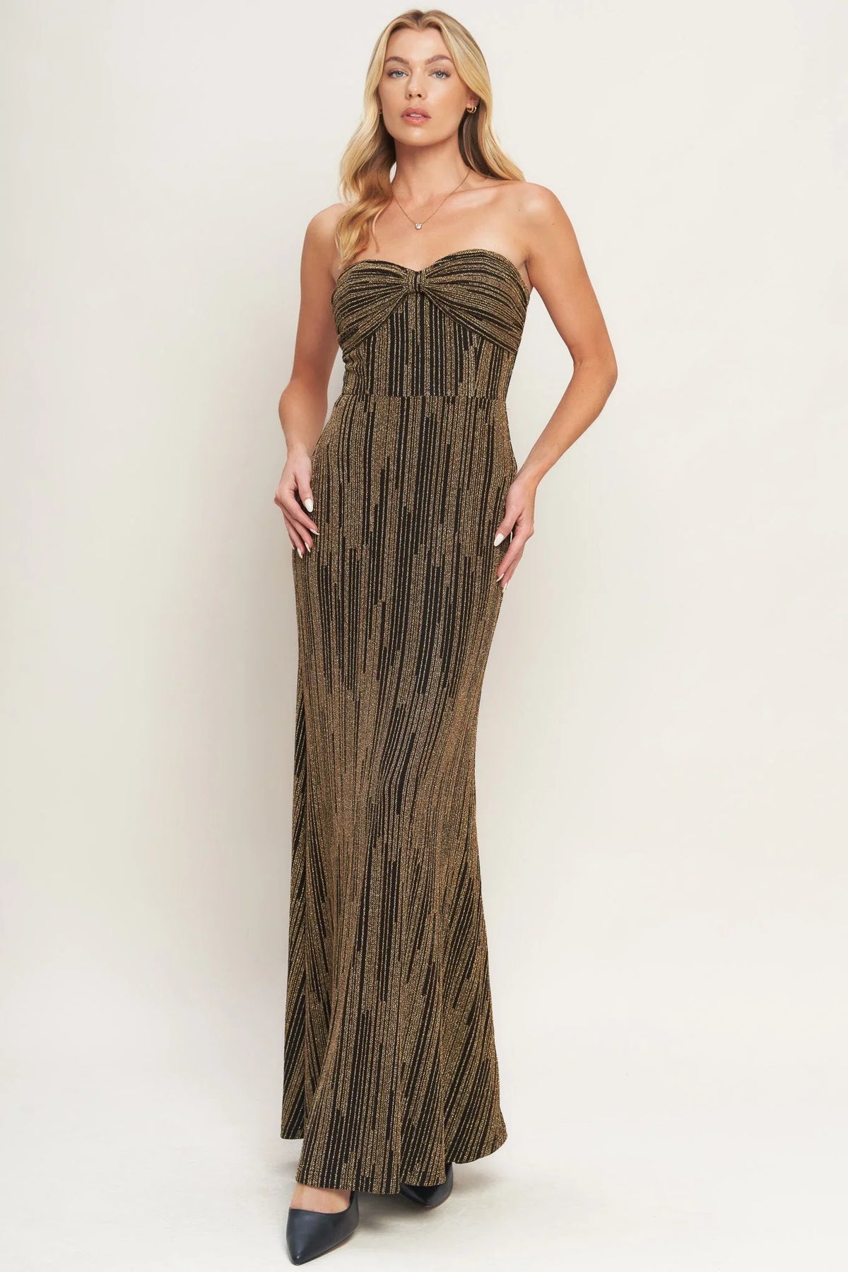 SACRED PROMISES METALLIC MAXI DRESS
