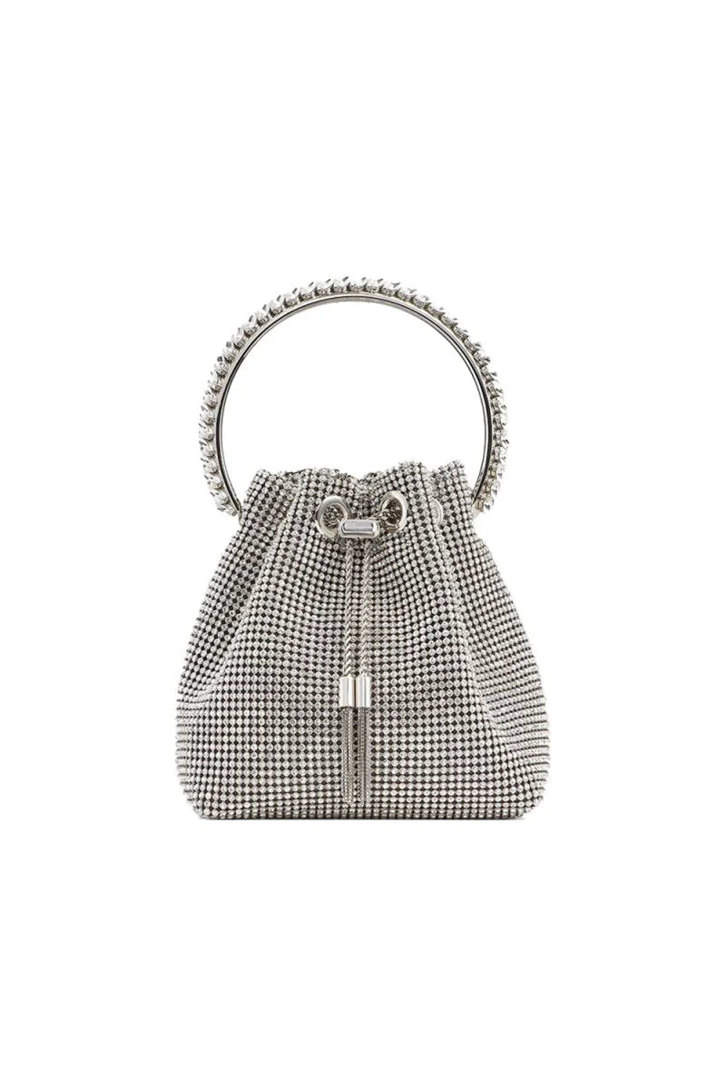 Womens Small Rhinestone Clutch Bucket Bags