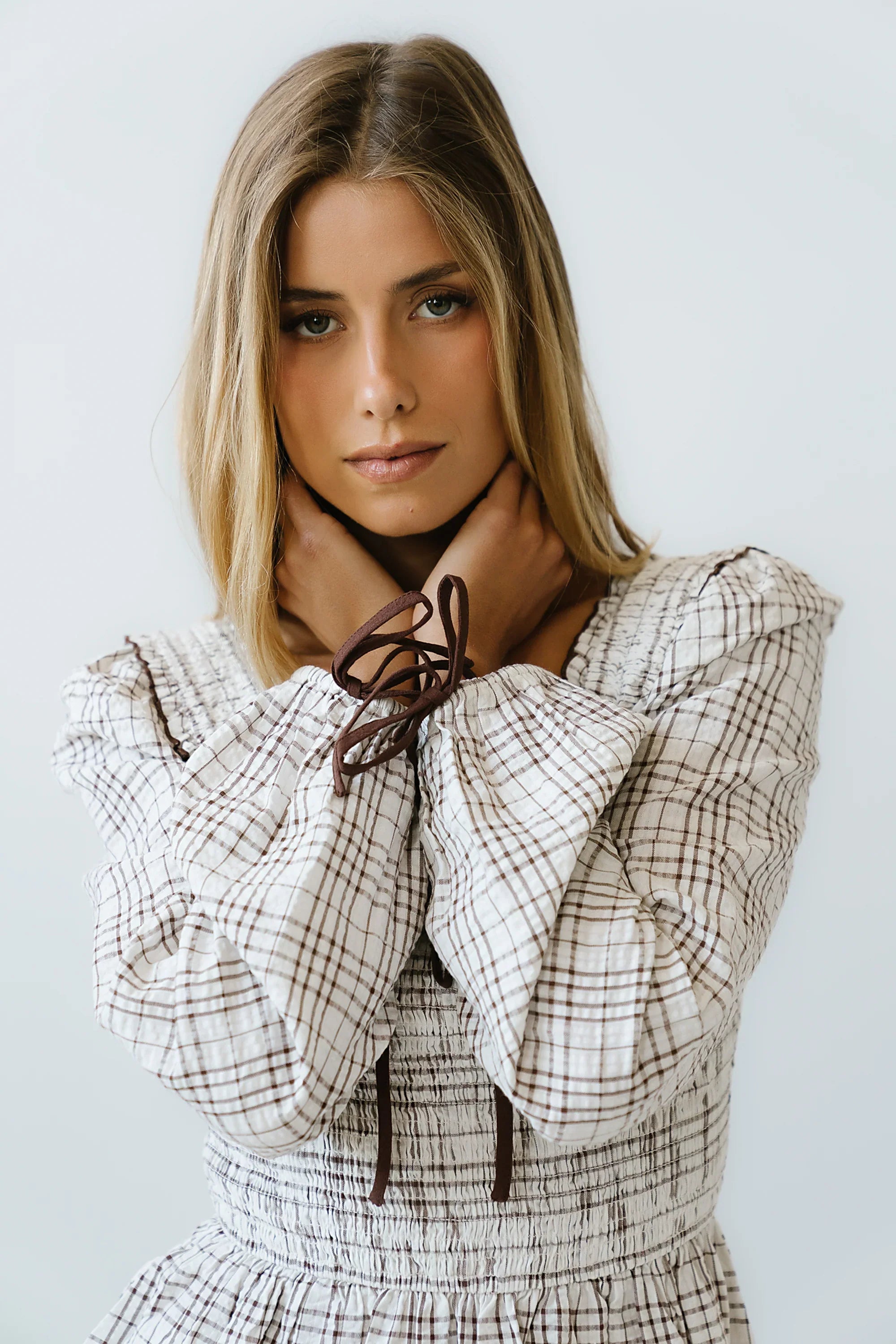 Vale Smocked Blouse in Mocha FINAL SALE