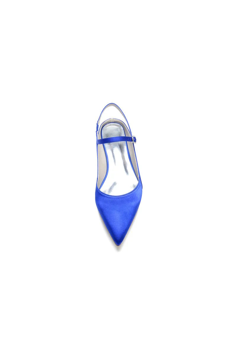 Satin Pointed Toe Buckle Kitten Heels
