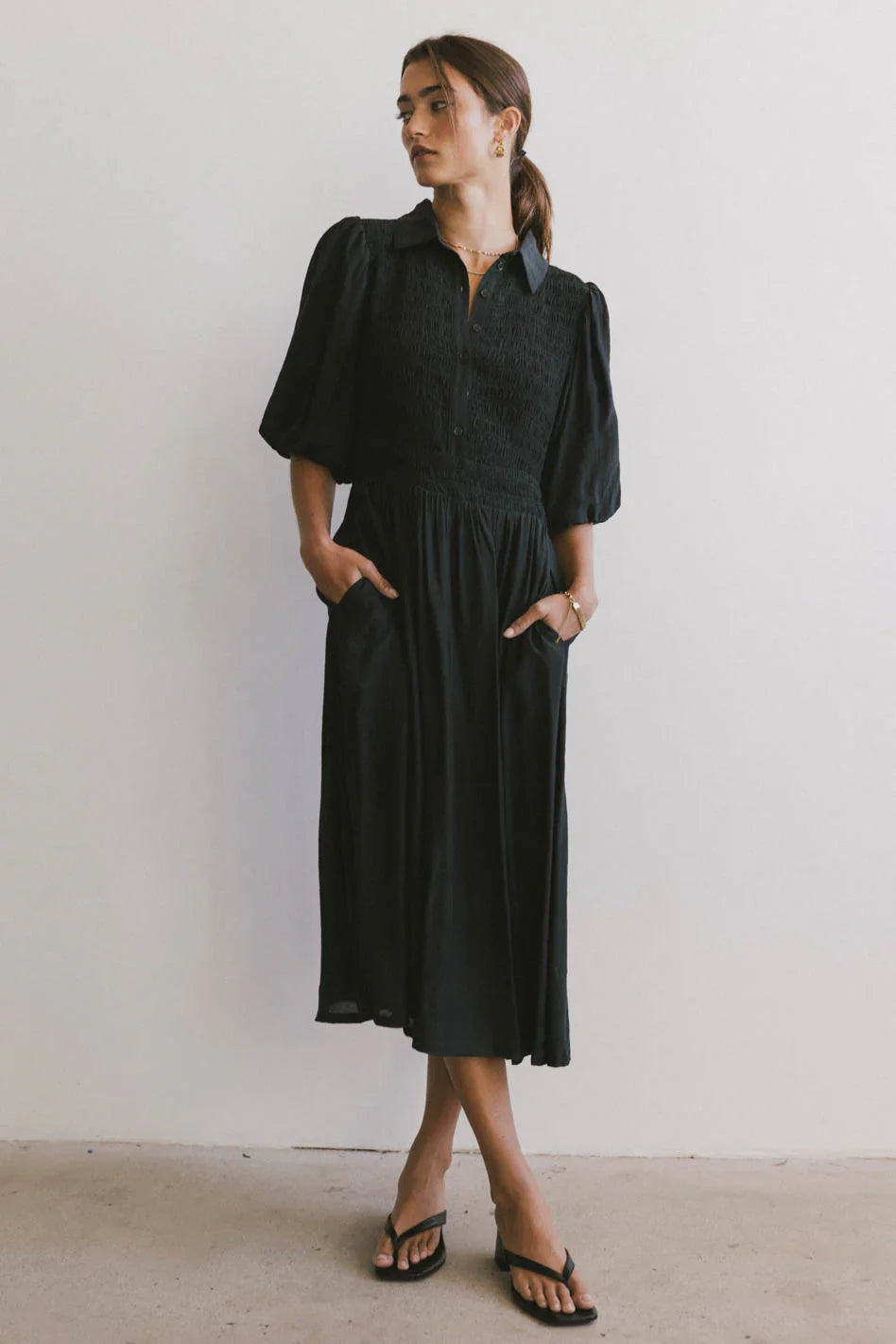 Belen Midi Dress in Dark Teal FINAL SALE