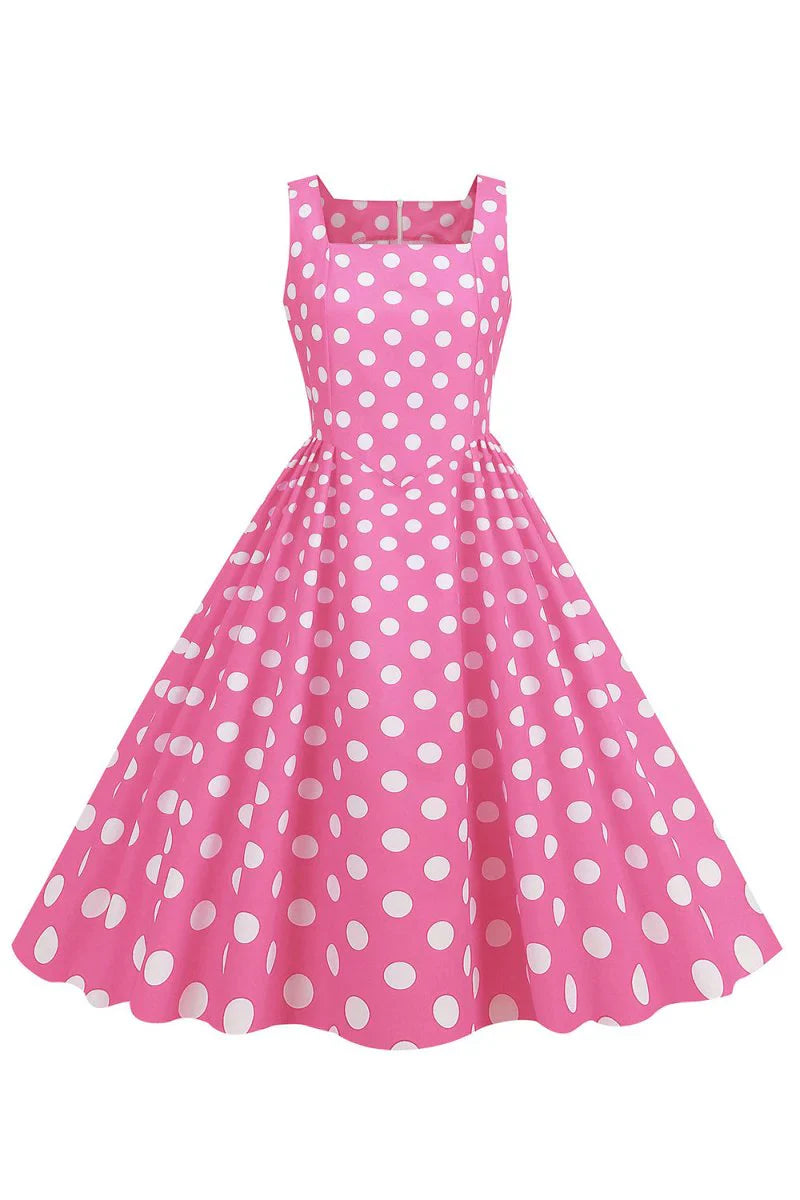 Polka Dots Barbie Pink Sleeveless 1950s Dress