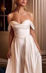 BELINDA GOWN OFF WHITE A LINE DRESS WITH CORSET BACK