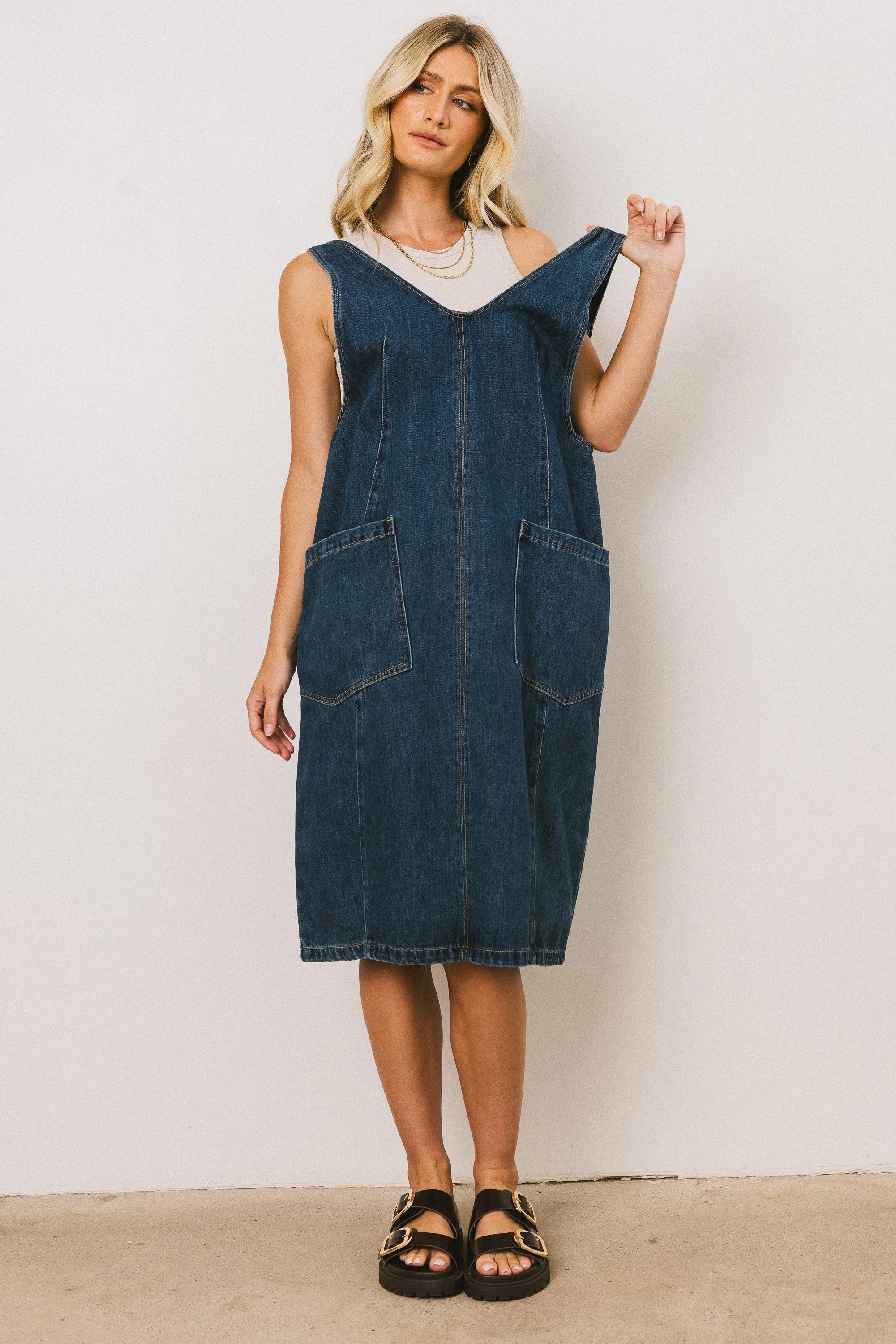 Camry Overall Dress in Dark Wash FINAL SALE
