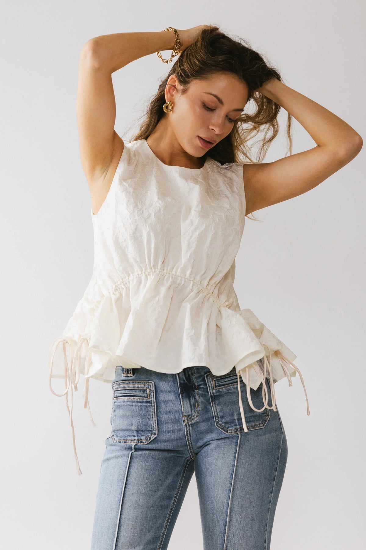 Miranda Textured Blouse in Ivory FINAL SALE