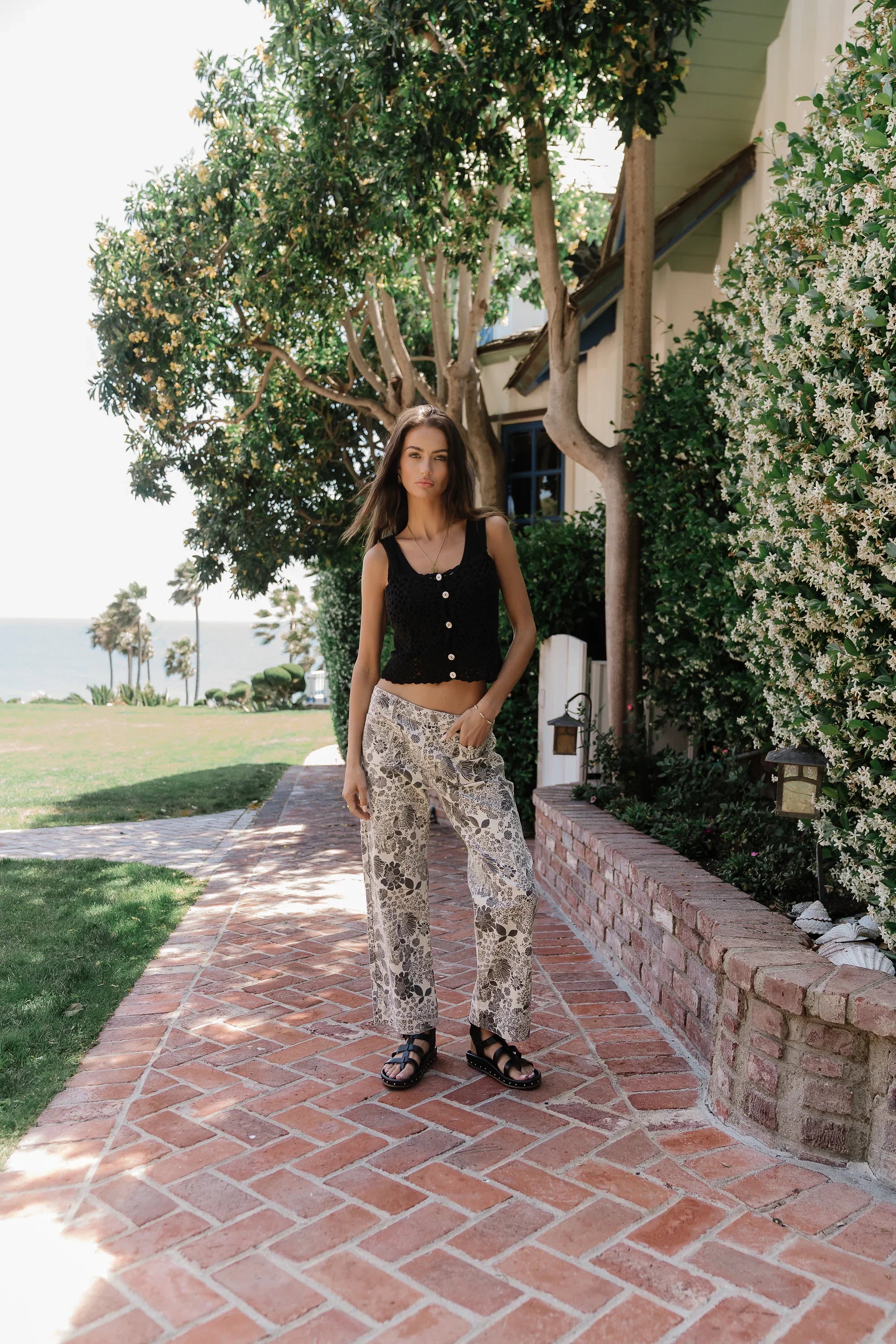 Marko Crochet Tank Top in Black