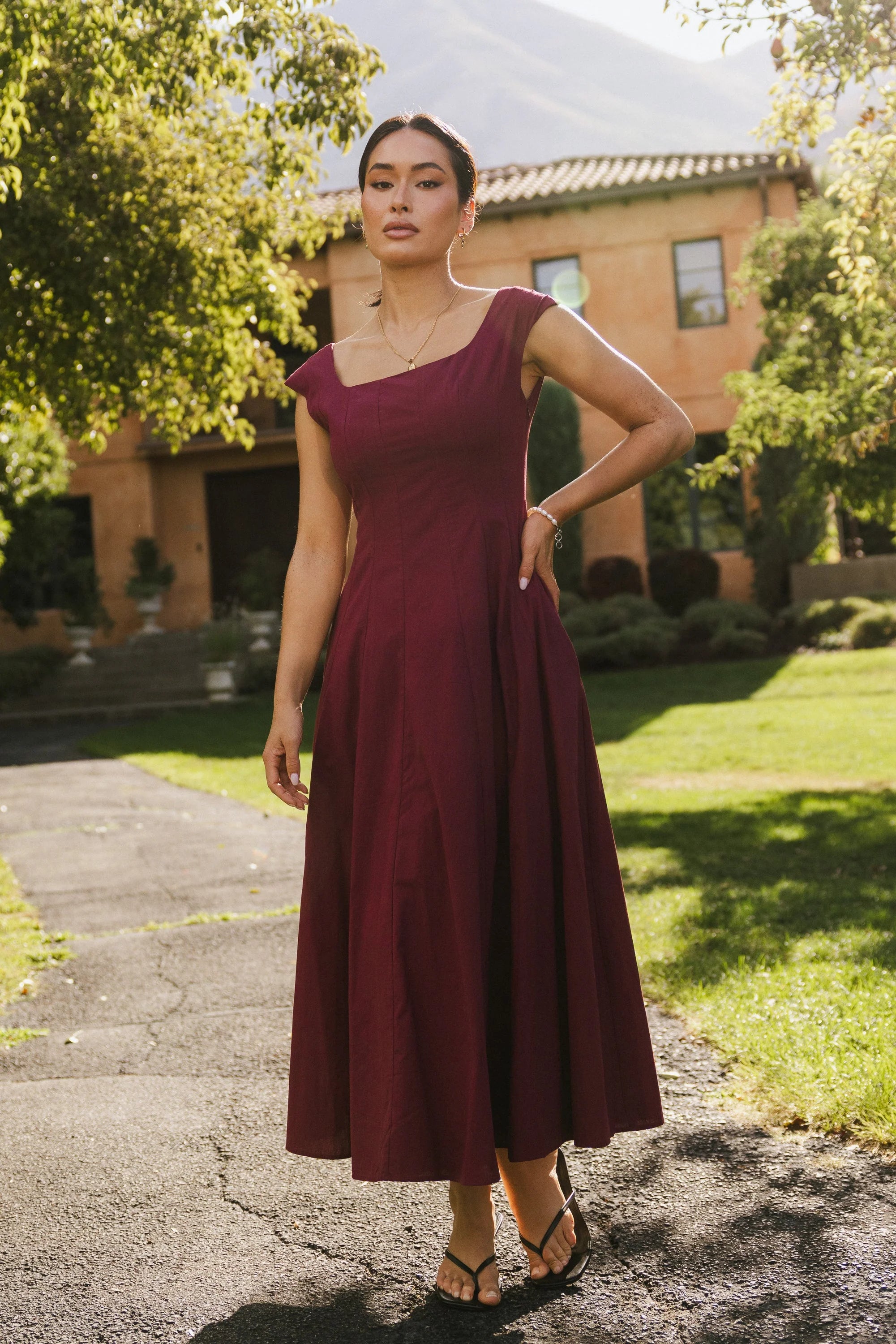 Colin Midi Dress in Burgundy FINAL SALE