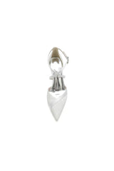 White Cross Strap Pump with Metallic Accent