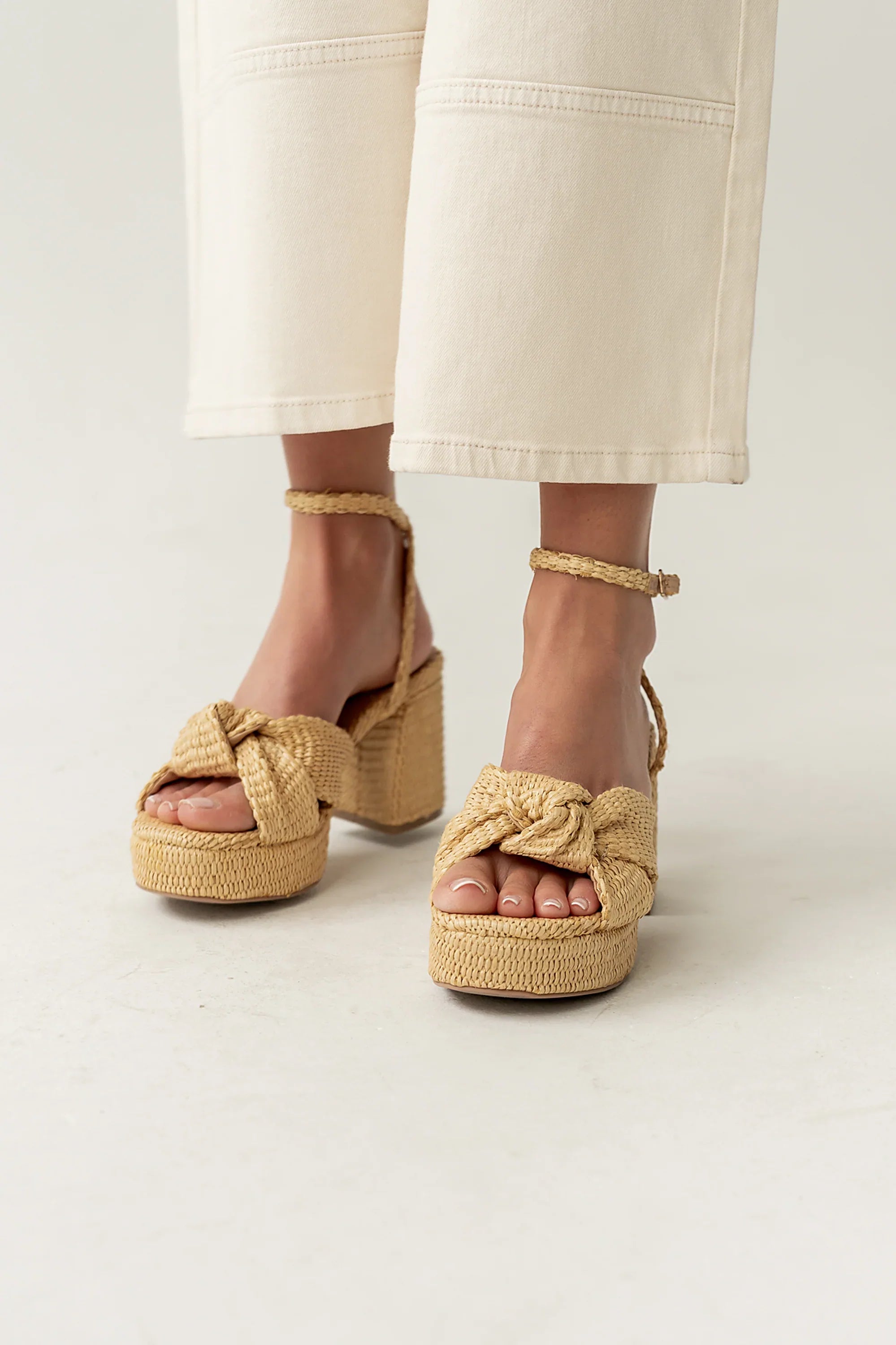 Reese Raffia Block Heels