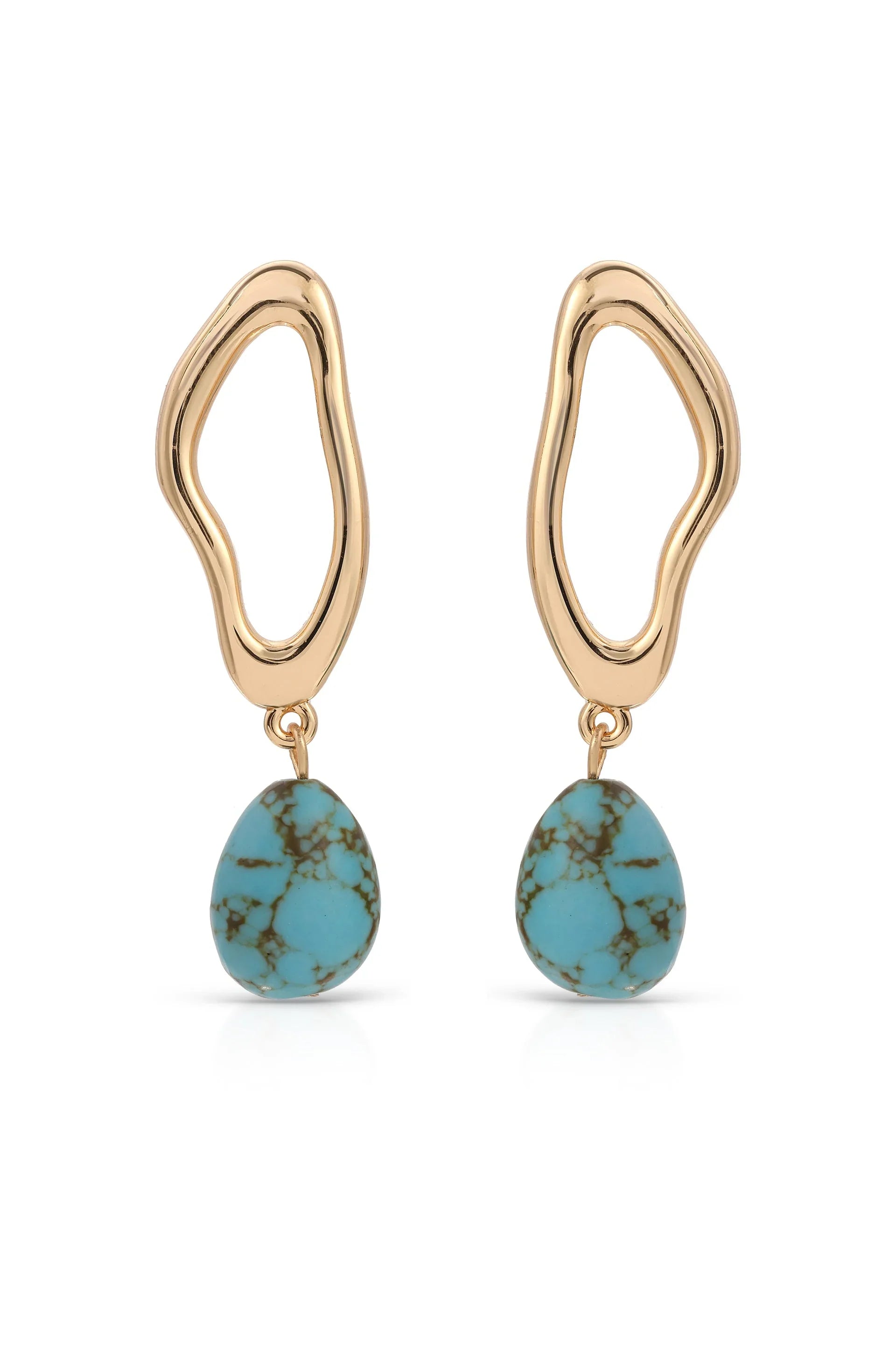 Open Circle Turquoise Dangle Earrings