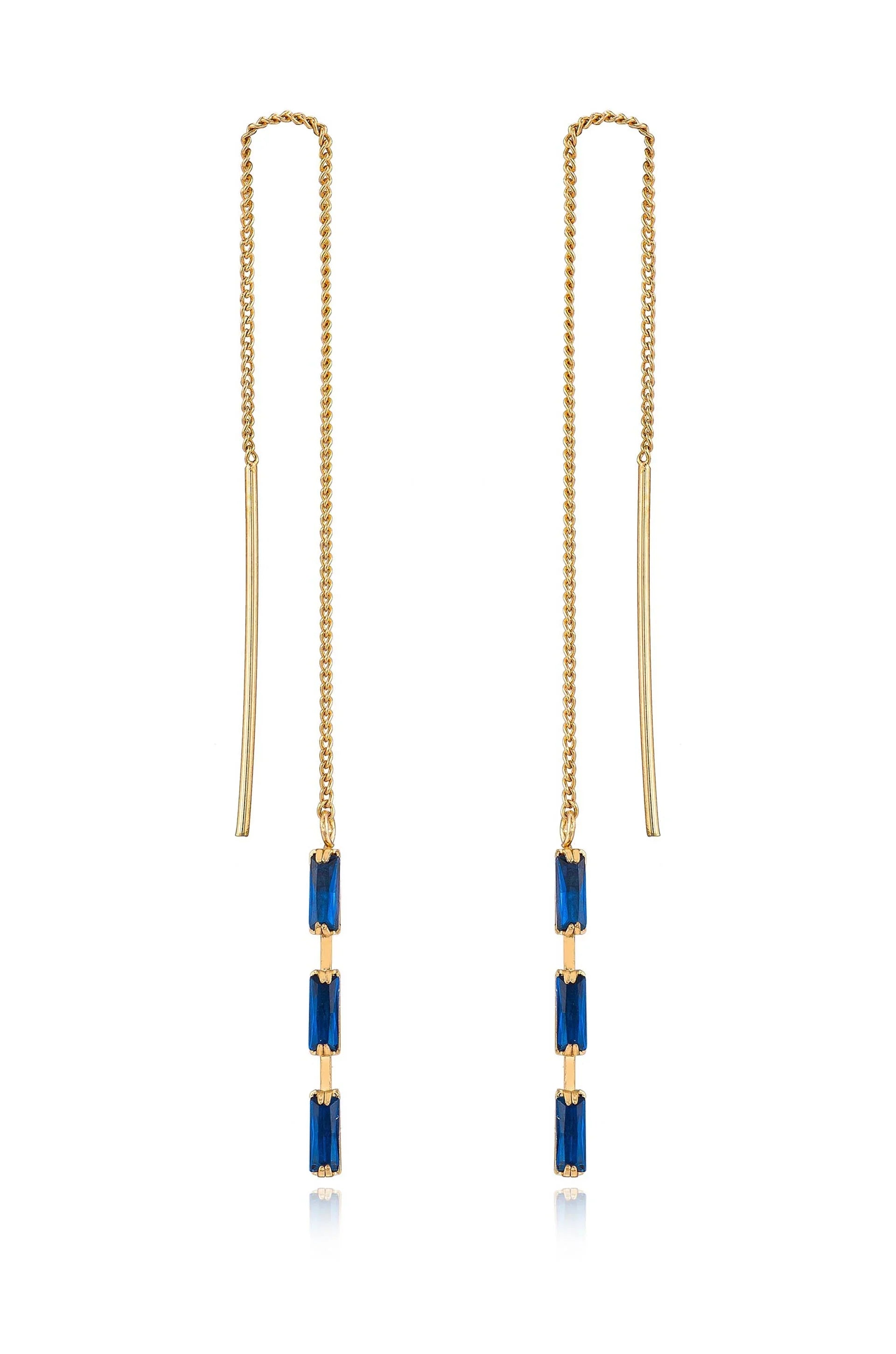 Crystal Baguette Threader Earrings