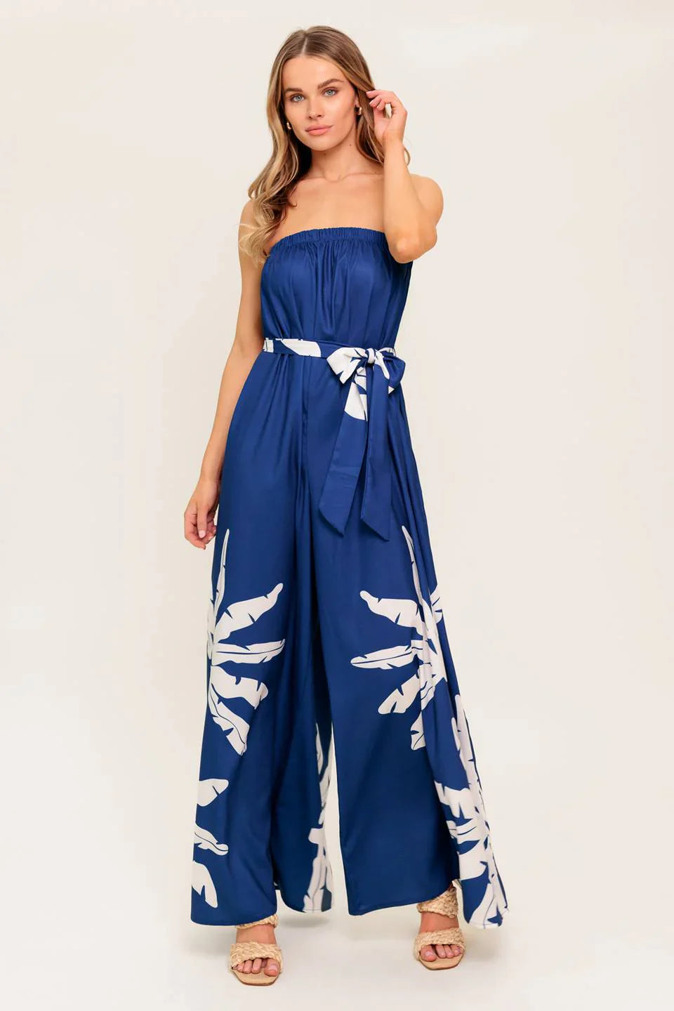 NOLANI STRAPLESS JUMPSUIT NAVY WHITE