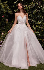 ELLEN GOWN OFF WHITE STRAPLESS A LINE LACE TULLE DRESS