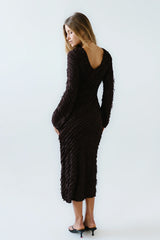 Bell Ruffle Maxi Dress in Brown