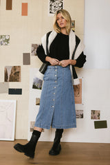 Kaylee Button Denim Skirt FINAL SALE