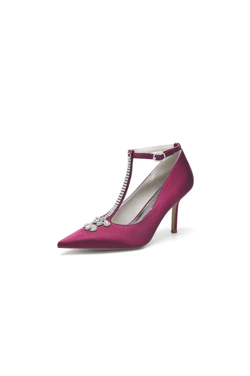 Party Pointed Toe Crystal Strap High Heels Shoes