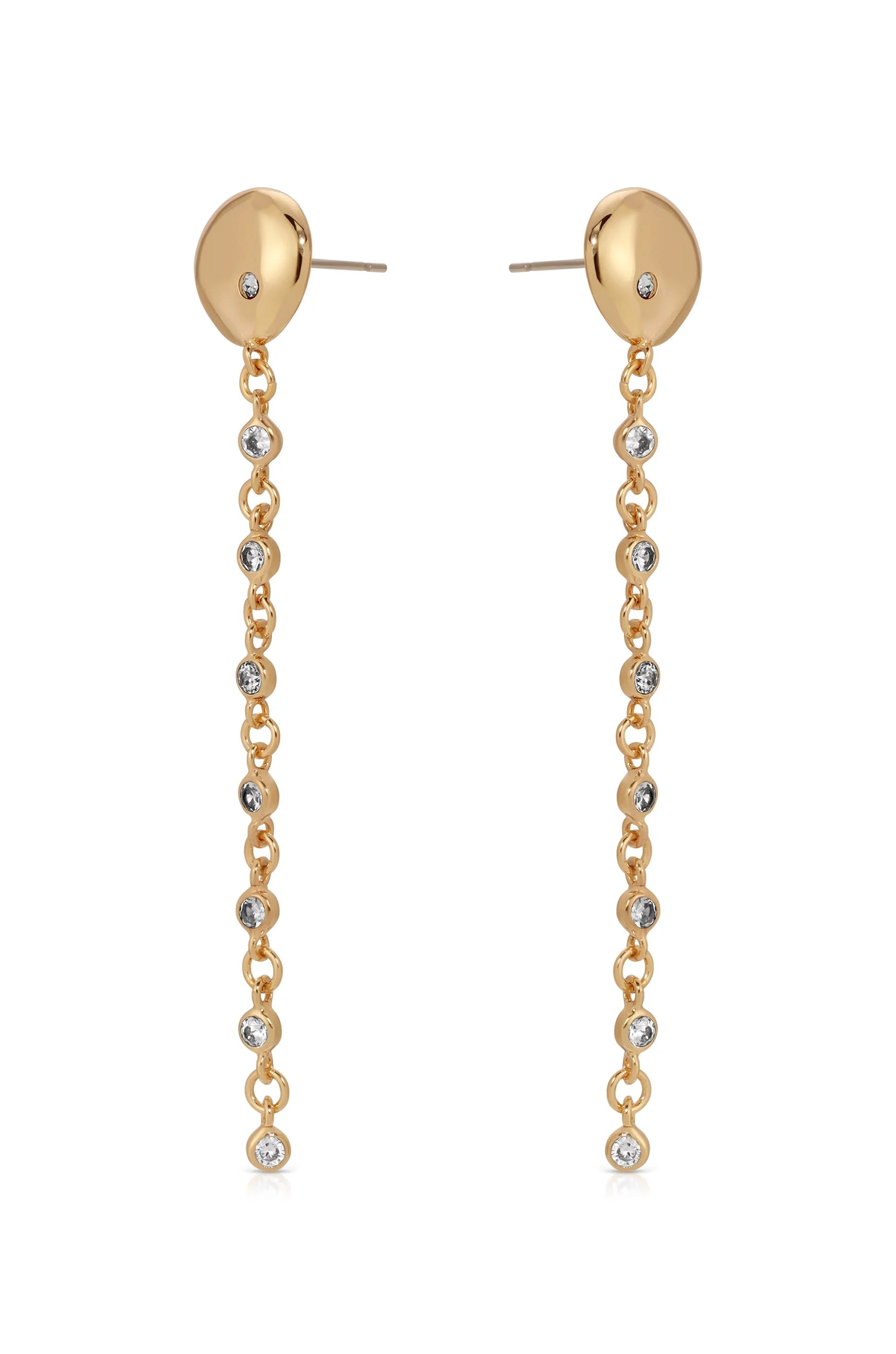 Polished Pebble Linear Chain Earrings