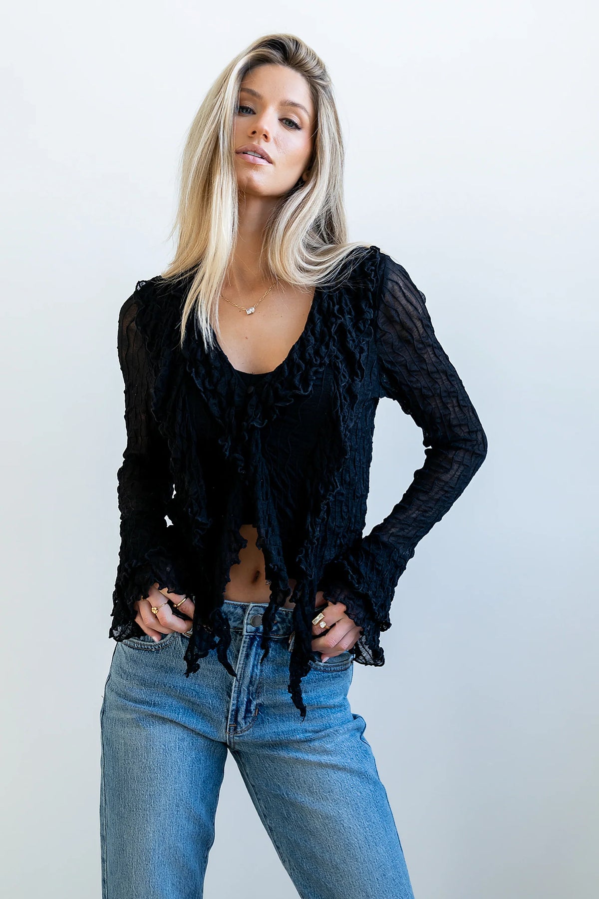 Joy Ruffle Top in Black FINAL SALE