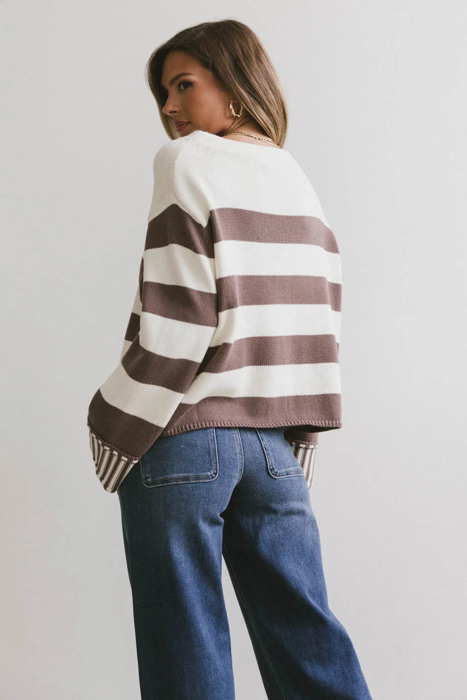 Helena Striped Sweater in Brown FINAL SALE