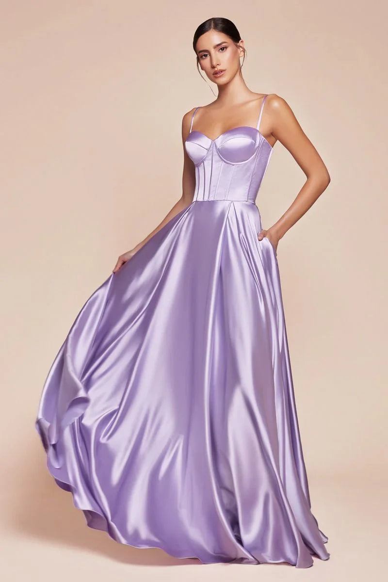 SELMA GOWN A LINE LUXE SATIN BUSTIER DRESS