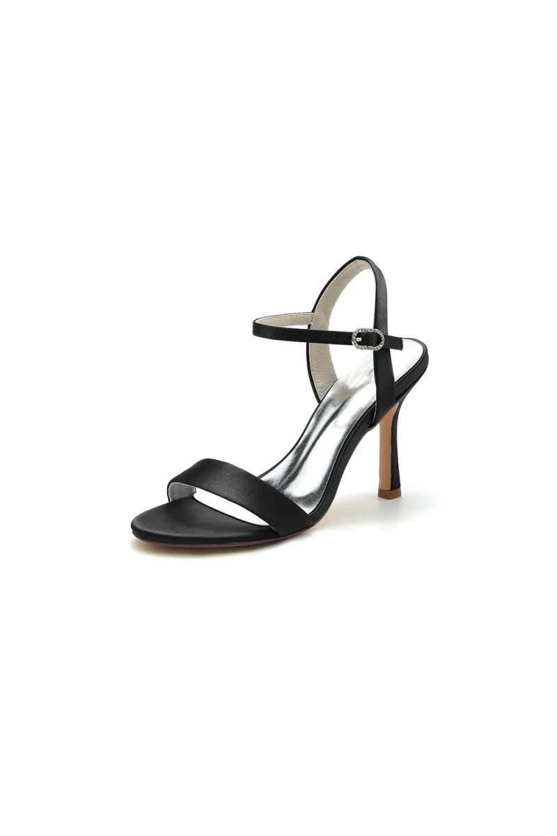 Open Toe Ankle Strap Satin Party Shoes