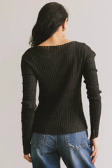 Gemma Sheer Ribbed Top in Black FINAL SALE