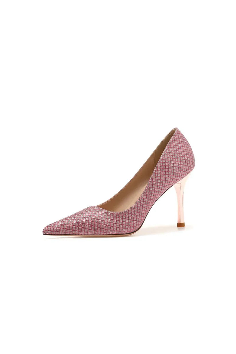 Wedding Shoes Microfiber Leather Close Toe Stiletto Heel With Sequins
