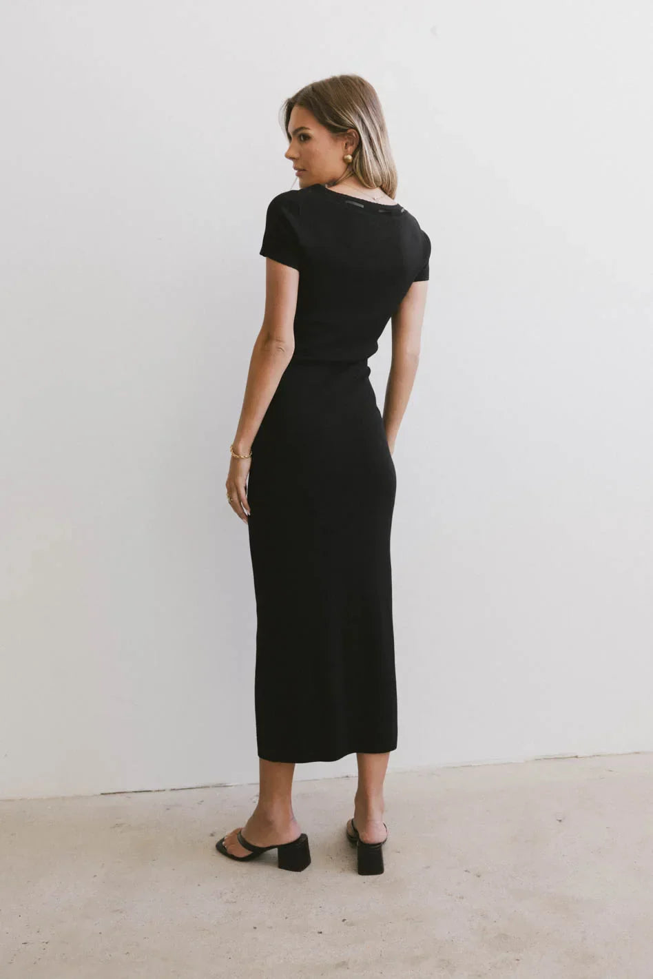 Ariah Ribbon Trim Sweater Dress in Black FINAL SALE
