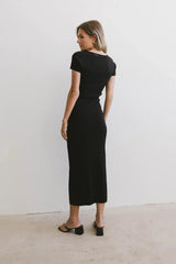 Ariah Ribbon Trim Sweater Dress in Black FINAL SALE
