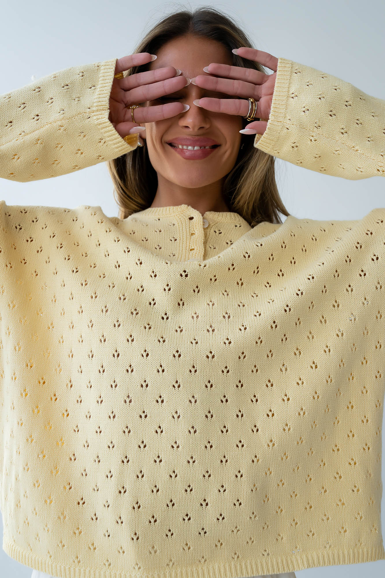 Margot Pointelle Sweater in Butter Yellow FINAL SALE