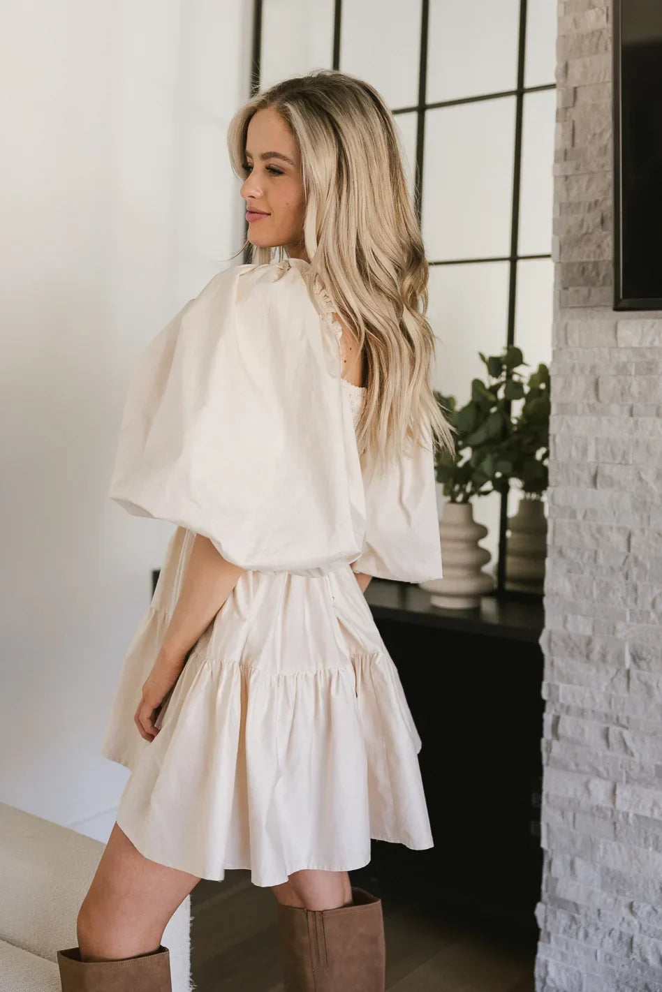 Litzy Mini Dress in Beige FINAL SALE