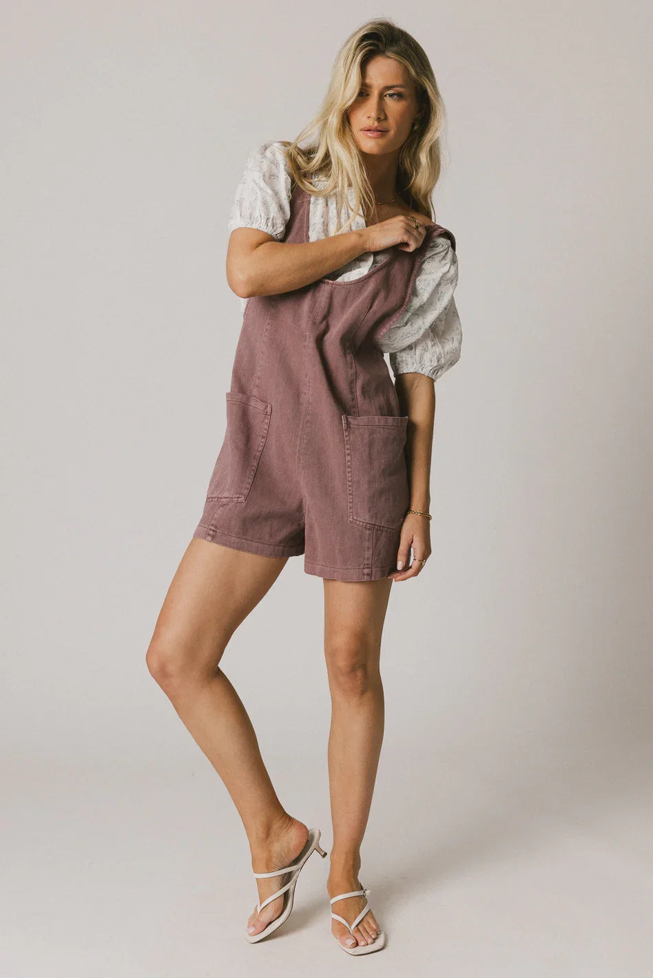 Scottie Denim Overalls in Mauve FINAL SALE