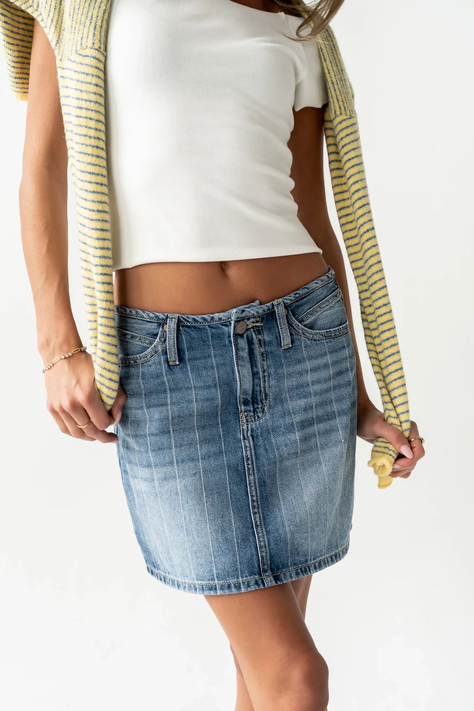 Alder Striped Denim Mini Skirt