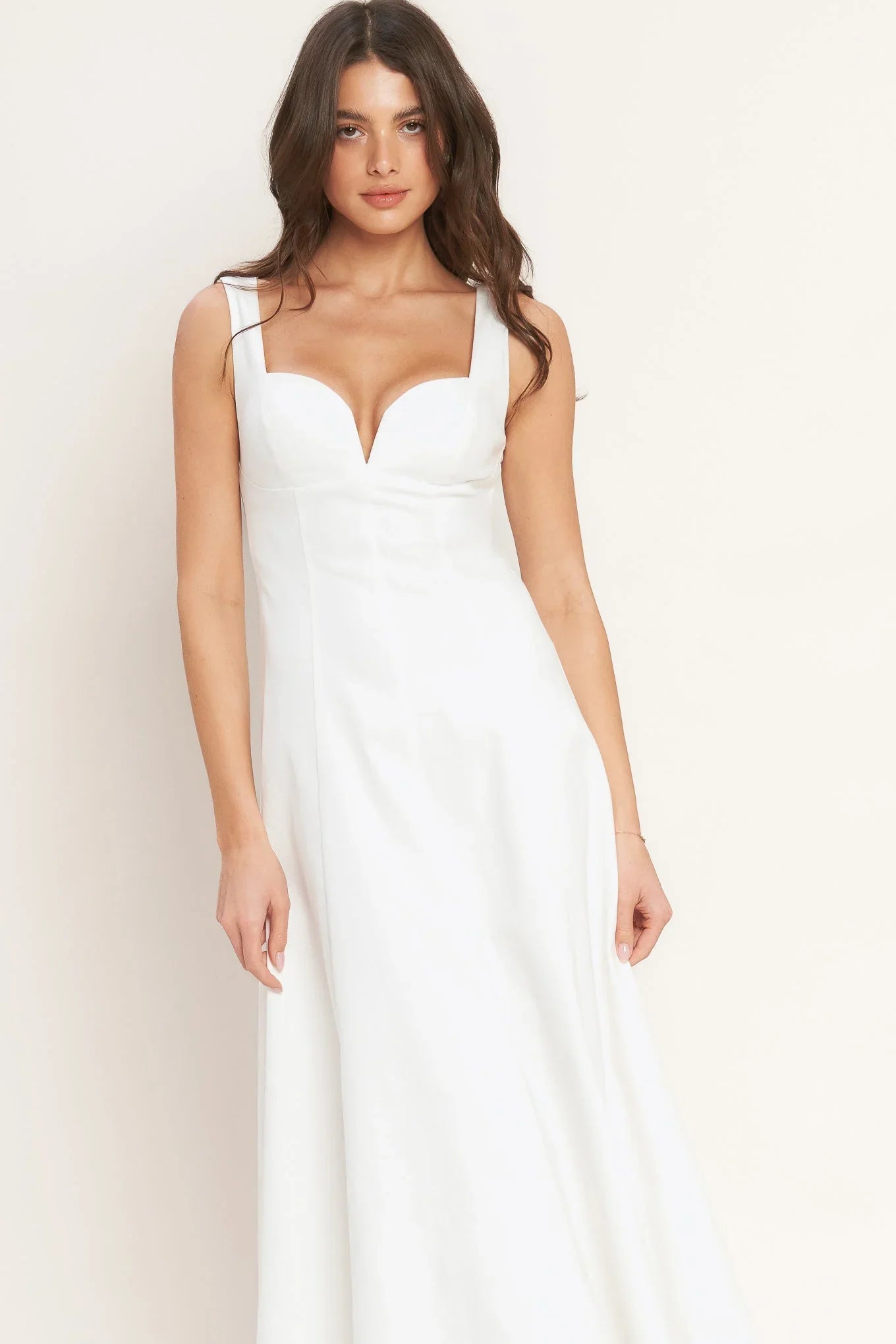 BALANCED PROPORTION WHITE MIDI DRESS