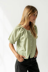 Benny Gingham Blouse in Green