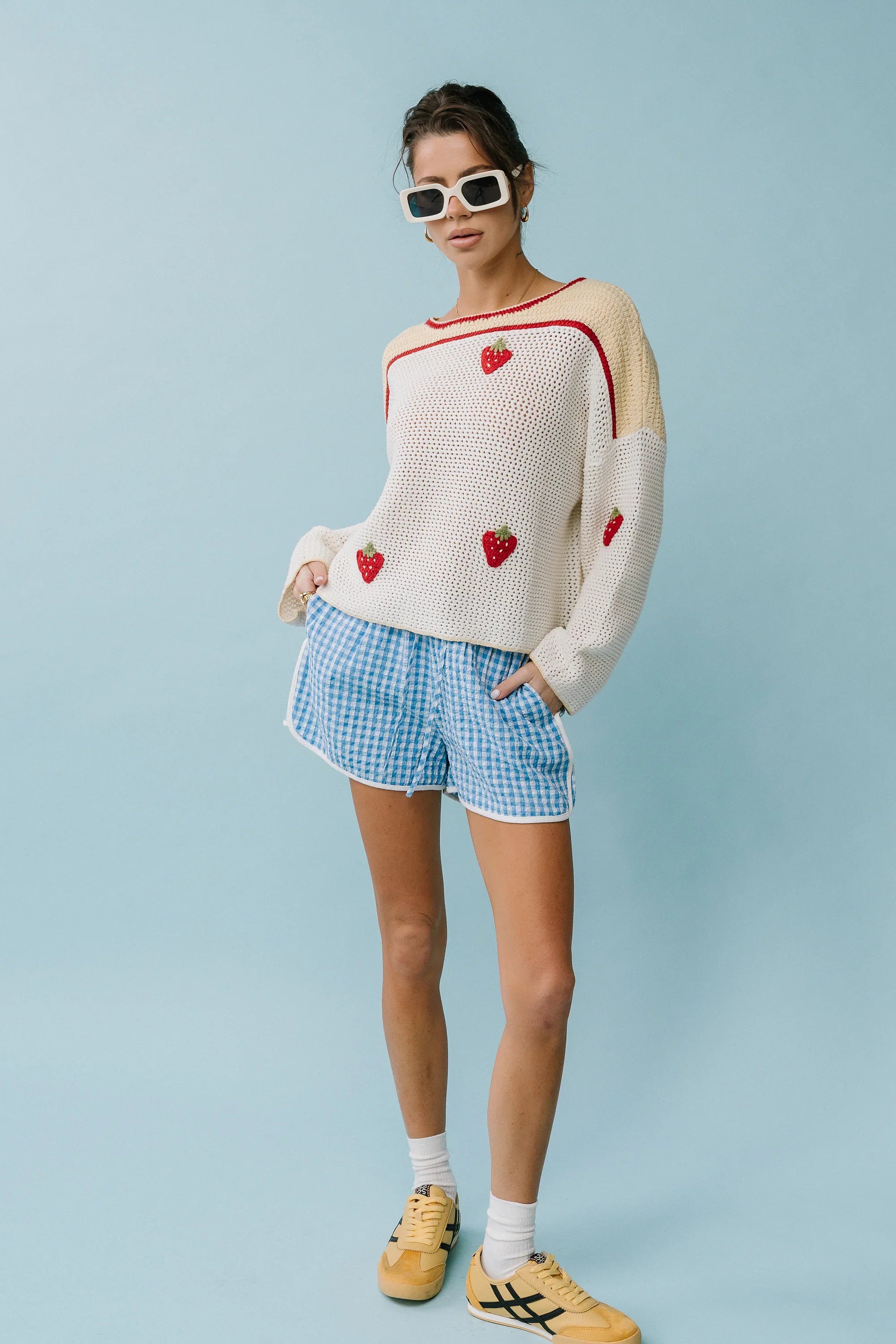 Maia Gingham Shorts in Blue