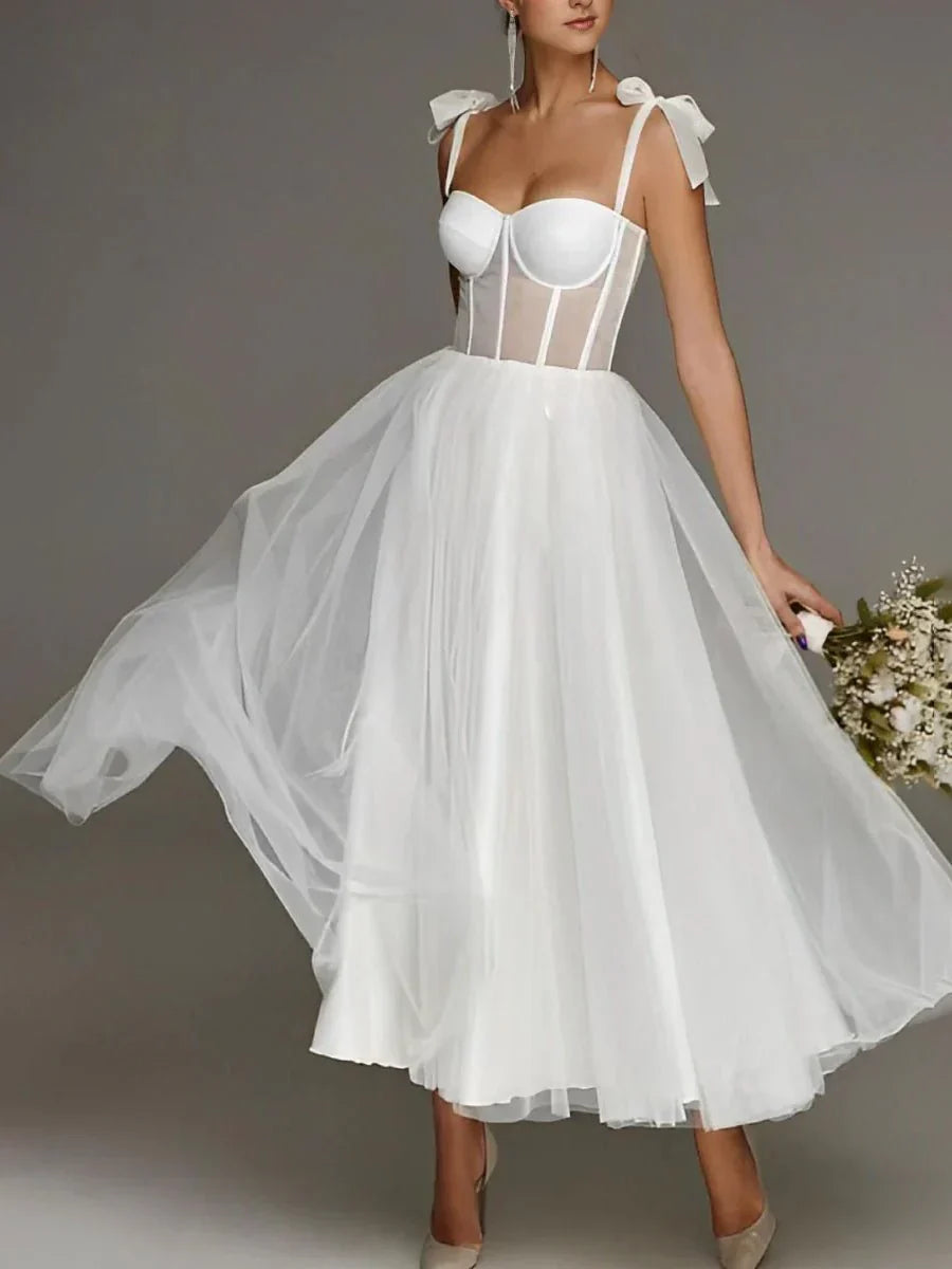 Sex Short White Wedding Dresses With Tulle Tea Length