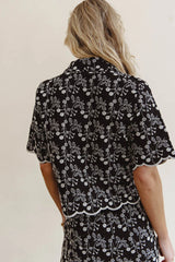Perrie Floral Button Up in Black FINAL SALE
