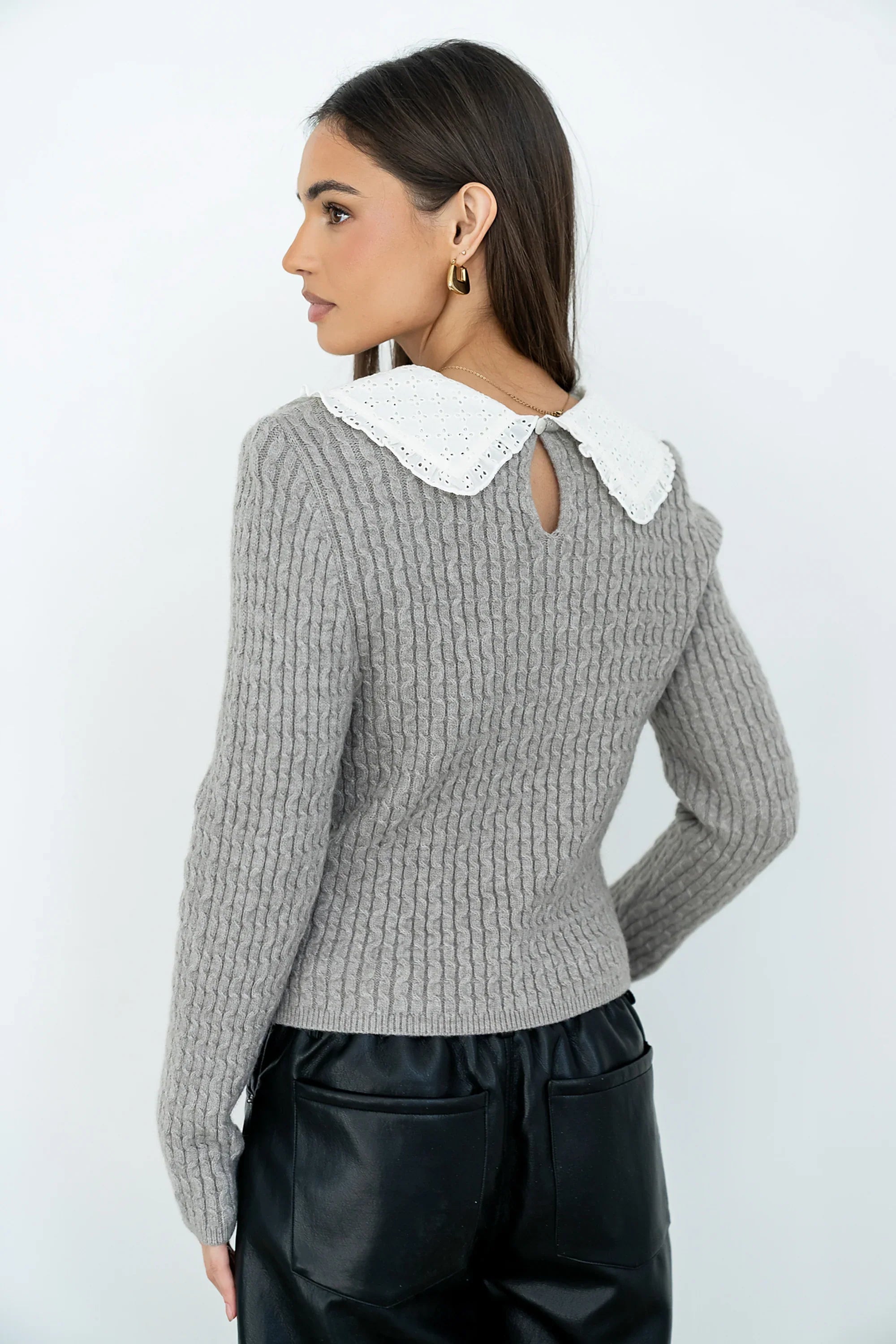 Bobbi Collared Sweater in Grey FINAL SALE