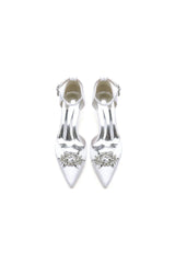 Pointed Toe Rhinestone Kitten Heels