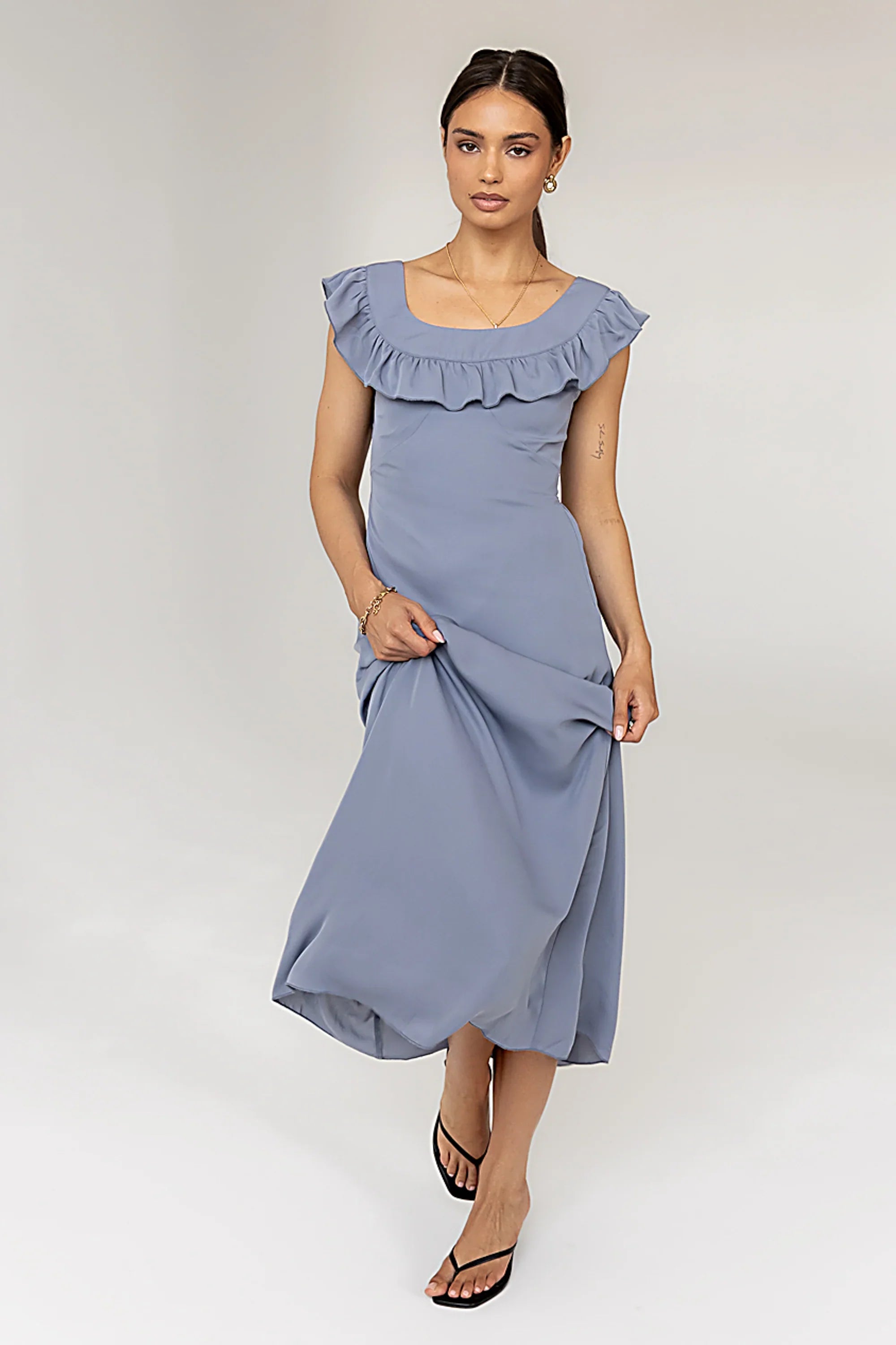 Lydia Ruffle Maxi Dress in Blue FINAL SALE