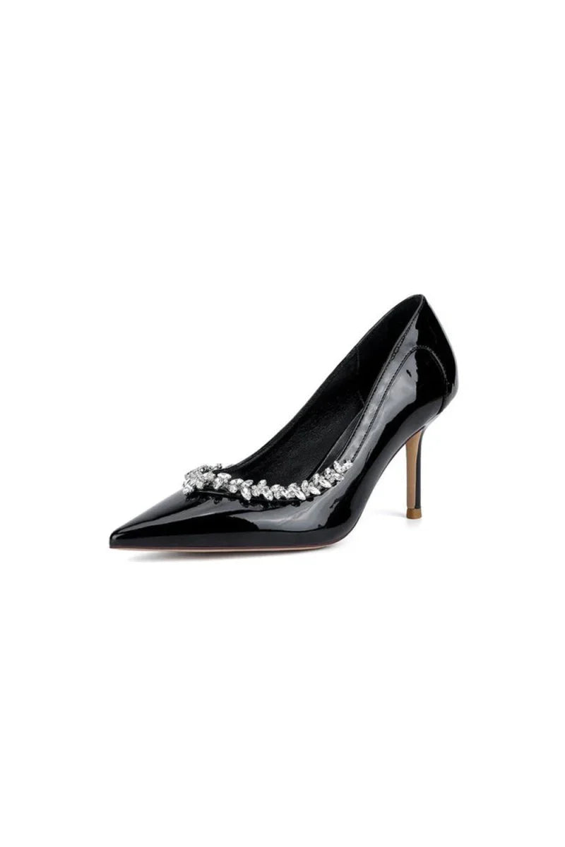 Ivory High Heels with Crystal Embellished Metal Accent